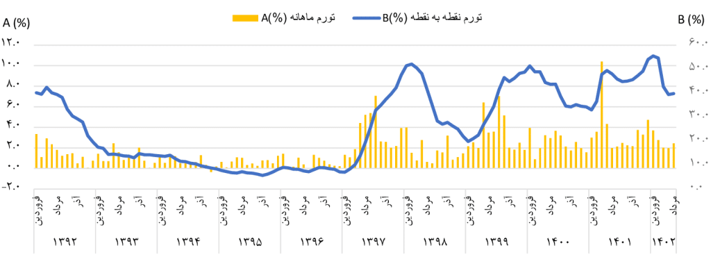 تورم ماهانه و نقطه به نقطه